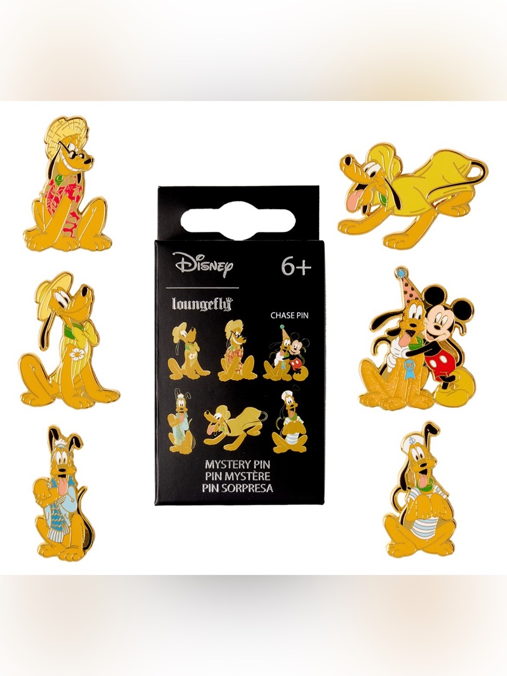 New Disney Loungefly Pluto Enamel Chase Pin - Yellow & Gold